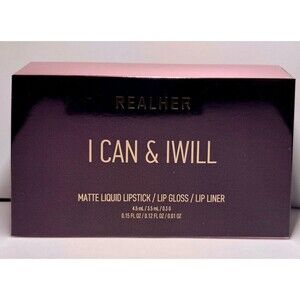 REALHER Lip Kit – Matte Liquid Lipstick, Lip Gloss & Lip Liner – Mauve Trio